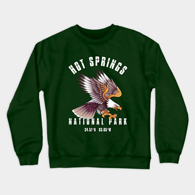 Hot Springs National Park Arkansas USA Bald Eagle Patriotic Gift for Men and Women Crewneck Sweatshirt by JKFDesigns